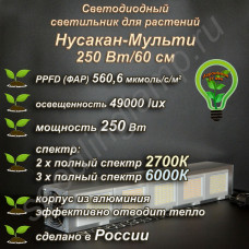 250Вт "Нусакан-Мульти" Мультиспектральный фитосветильник для растений полного спектра 250Вт "Нусакан-Мульти" Мультиспектральный фитосветильник для растений полного спектра